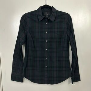 J.Crew Women’s Black Tartan Button-Up Shirt (Size 4)